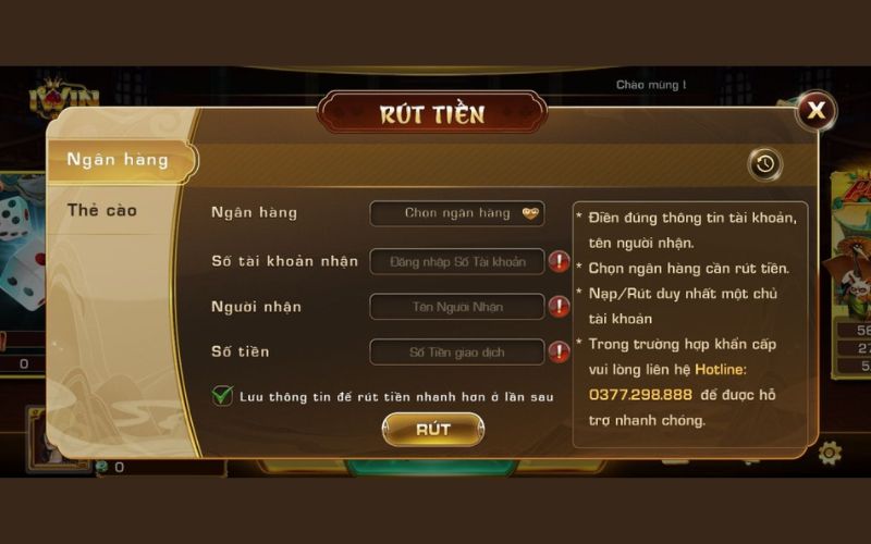 Hướng dẫn rút tiền